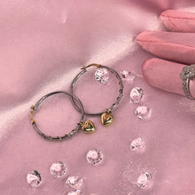 Load image into Gallery viewer, 14K Solid Yellow Gold Sterling Silver Dangle Heart Hoops