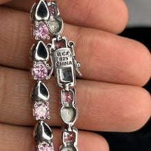 Load image into Gallery viewer, Sterling Silver Pink Cubic Zirconia Heart Bracelet