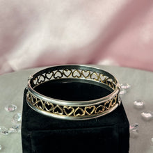 Load image into Gallery viewer, 14K Solid Yellow Gold Sterling Silver Heart Bangle