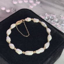 Load and play video in Gallery viewer, 14K Solid Yellow Gold Freshwater Pearl Bracelet
