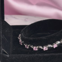 Load and play video in Gallery viewer, Sterling Silver Pink Cubic Zirconia Heart Bracelet
